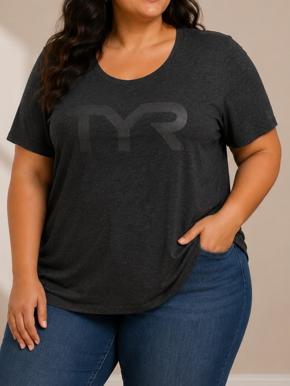 TYR Women's Charcoal Black Short-Sleeve Crewneck Tee